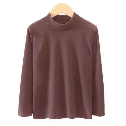 Children's Clothing Boys Girls Winter Thermal T-shirts Turtleneck Solid Long Sleeve Soft Warm Fleece Bottoming Shirts Kids Tops
