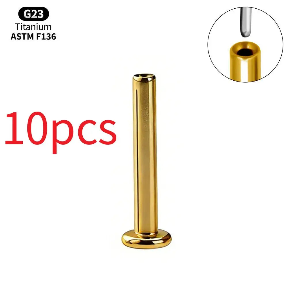 1/10PCS Titanium Labret Stud Internally Threaded Push Pin Tragus Helix Conch Septum Flat Back Plug-in  Ear Piercing Jewelry