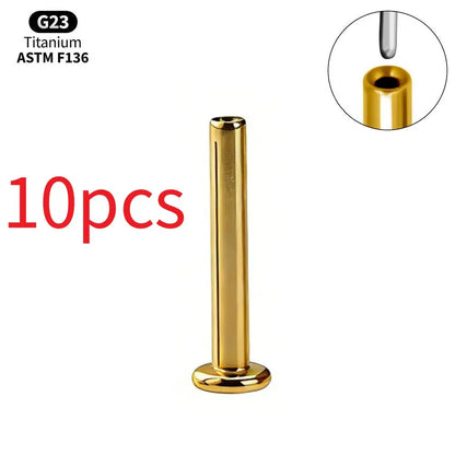 1/10PCS Titanium Labret Stud Internally Threaded Push Pin Tragus Helix Conch Septum Flat Back Plug-in  Ear Piercing Jewelry