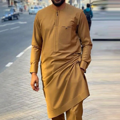 2025 African Men Dashiki Long Sleeve 2 Piece Set Traditional Outfit Africa Clothing White Men's Suit Male Shirt Pants Suits