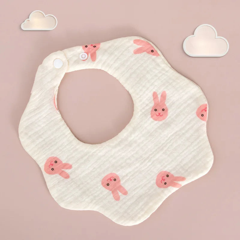 Baby Gauze Bibs Pure Cotton Class A Saliva Towel Milk Spilt Prevent Grass and Wood Dyed 360 Degrees Newborn Bib