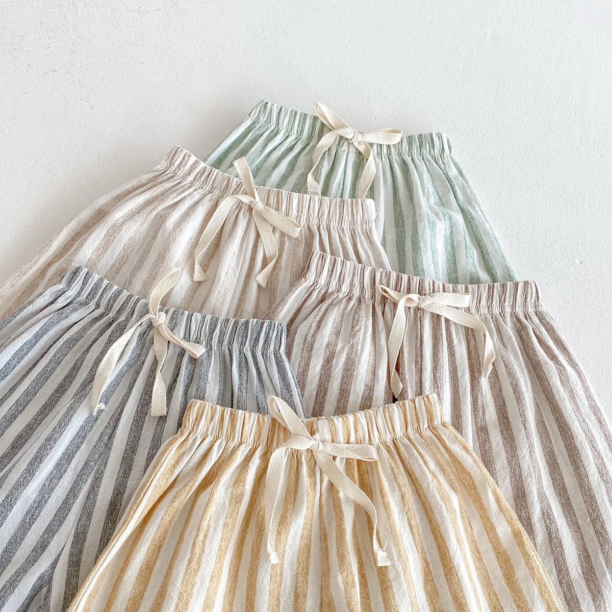 Vintage Linen Cotton Stripe Pants for Boys Casual Pocket Design Elastics Waist Pants for Toddler Girl Clothing Children Trousers