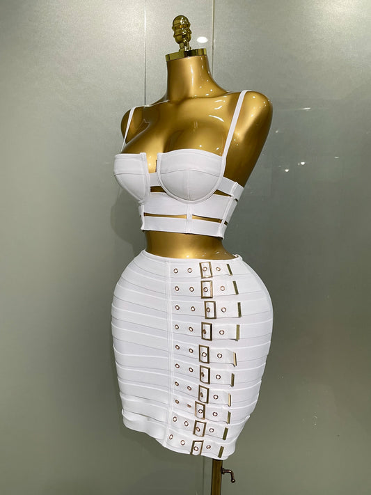 Women's Strap-Detail Top & Mini Skirt Set