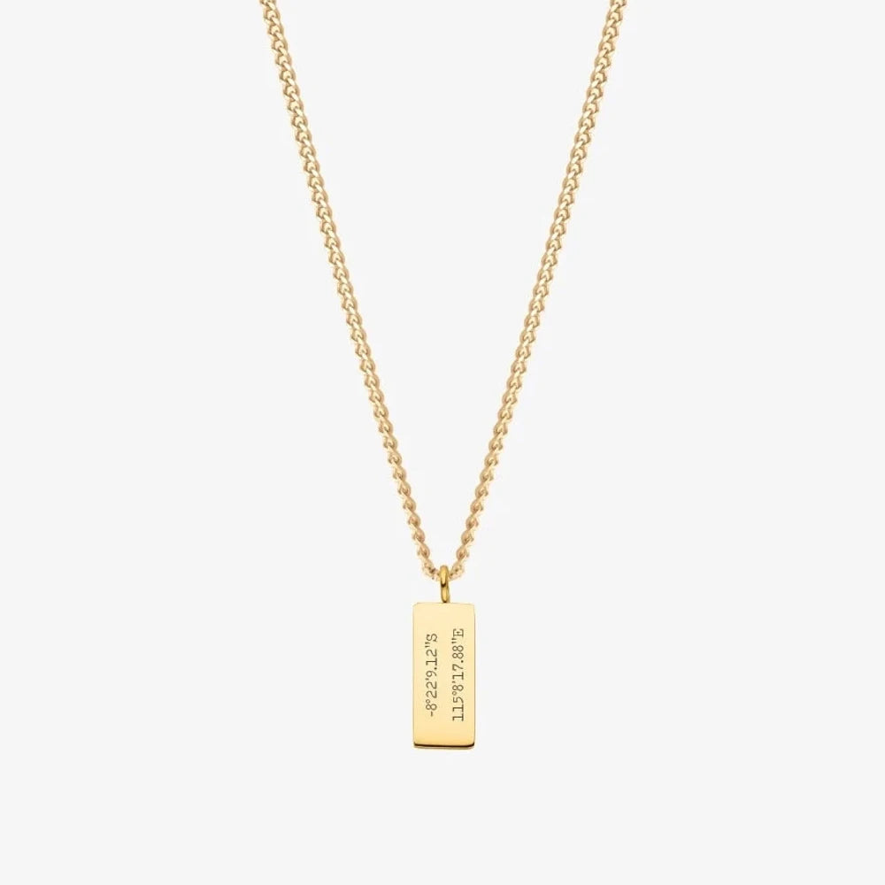 Custom Minimal Bar Name Necklace Engraved Text Pendant Couples Jewelry Gift Personalized Stainless Steel Jewelry For Women Men