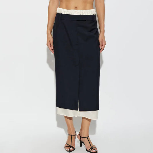 Women's Color-Blocked Straight Skirt, Stretch-Waist Skirt, Casual and Versatile Long Skirt, High-Quality Skirt, 2026, New y2k
