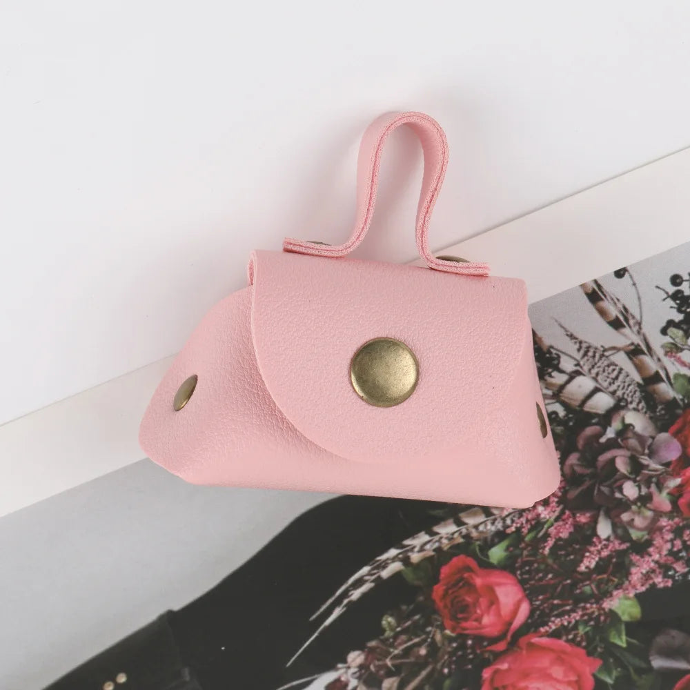 LATS Retro Cute Small Leather Bag Long Necklace for Women Fashion Sweater Chain Neck Hanging Jewelry Versatile Accessory Gift