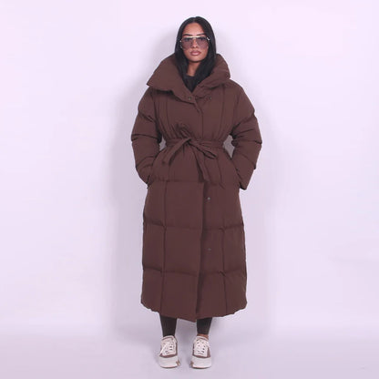 Hooded Lace up Long Jacket Woman Solid Color Zipper Long Sleeve Loose Coats Versatile Warm Minimalist Women's New Winter Jackets