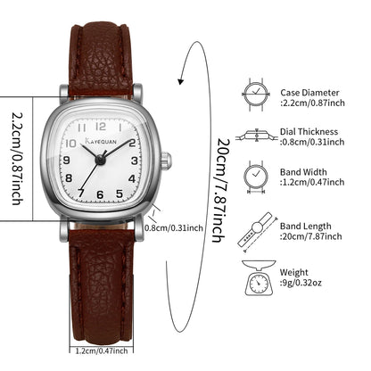 Minimalist Square Ladies Watch Brown Leather Strap Rose Gold Case Fashion Women Quartz Wristwatch Relogio Feminino (Without Box)