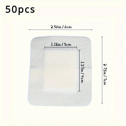 50pcs Large Hypoallergenic Wound Dressing, Non-Woven Medical Adhesive Bandage for First Aid, Breathable Water-Resistant Patch