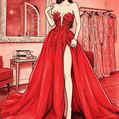 Elegant Women's Evening Maxi Dresses Sexy Backless Off Shoulder Red V Neck Side Slit Glitter Sequins Prom Party Long Dress
