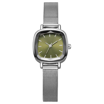 Minimalist Square Ladies Quartz Watch Silver Alloy Strap Retro Simple Dial Women Wristwatch Elegant Female Watch