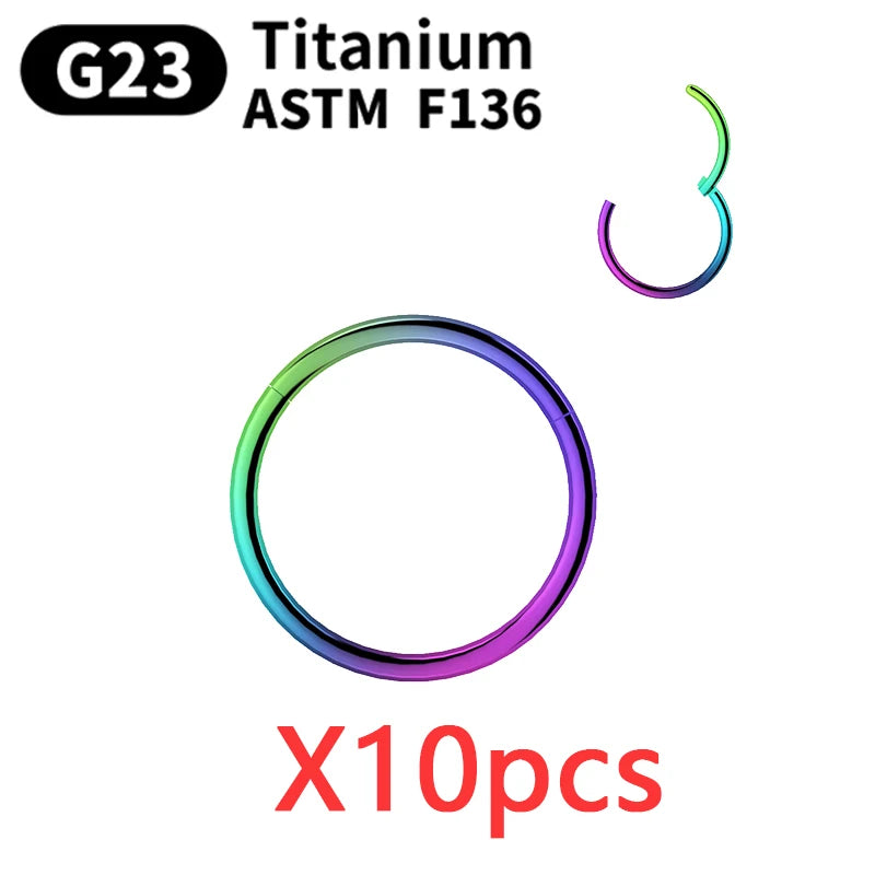 10/50Pcs Wholesale Hoop Earring G23 Titanium Nose Ring For Women Piercing Jewelry Lip Ear Ring Hoop Mixed Color Body Clips Hinge