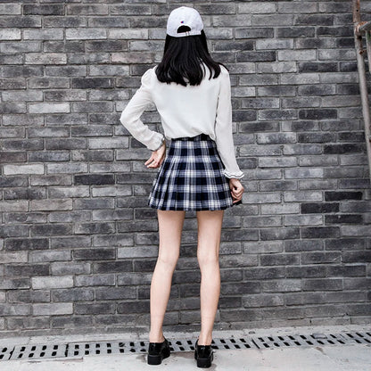 Harajuku Short Skirt New Korean Women Zipper High Waist School Girl Pleated Plaid Sexy Mini Preppy Style Falda Sexy Mujer
