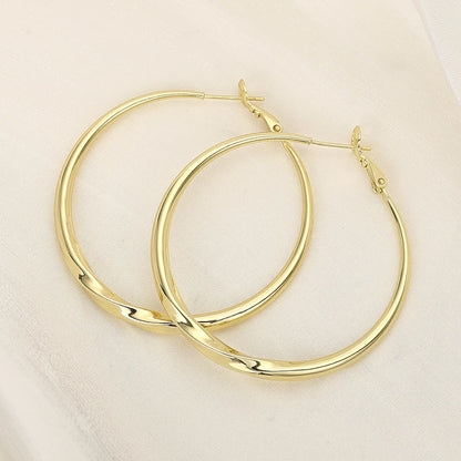 Huitan Trendy Simple Style Silver Color/Gold Color Big Hoop Circle Earrings For Women Wedding Daily Party Versatile Accessories