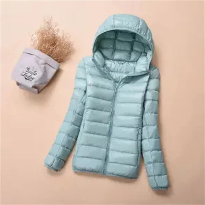 Autumn Winter New Parkas Down Coat Women's Short Stand-UP Collar Hooded Warm Cotton Padded Jacket Large Size Outcoat Female Tops