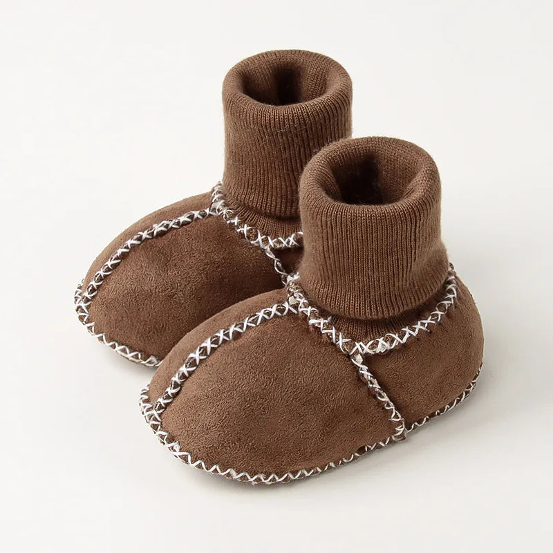 Baby Suede Leather Thick Shoes Infants Winter Plush Warm Booties Fur Girls Booties Unisex Sheepskin Kids Boy Floor First Walkers