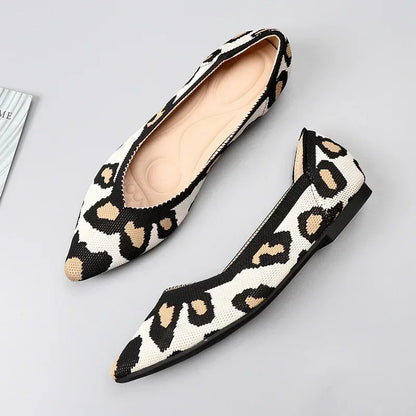 Women's Shoes Mesh Breathable Pointed Toe Flat Shoes Fashion Soft Bottom Knitted Shoes Female Casual Slip on Footwear Loafers85