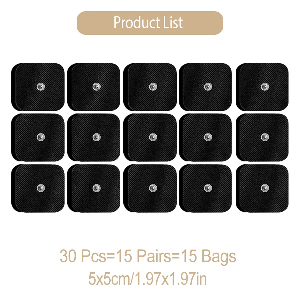 5*5cm Electrode Pads White Black Tens Machine Reusable EMS Acupuncture Body Muscle Massager Sticker Accessories Adhesive Patch