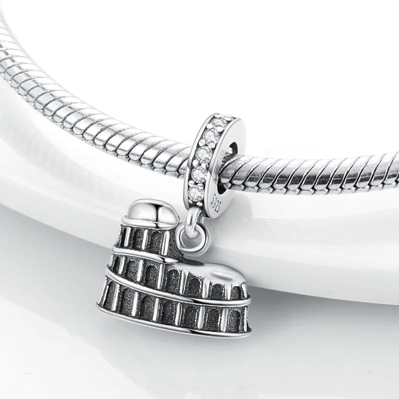 925 Sterling Silver Famous Buildings Charms Bead Milan Cathedral Colosseum Eiffel Tower Dangle Fit Original Bracelet DIY Jewelry