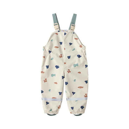 HONEYKING Kids Jumpsuit For Boys Toddler Outdoor Clothes Colorful Waterproof Rain Pants Baby Girl Overalls For Children