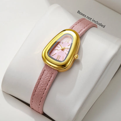 Fashion Irregular Women Watches Elegant Roma Dial Leather Strap Ladies Wristwatch Relogio Feminino（Without Box）