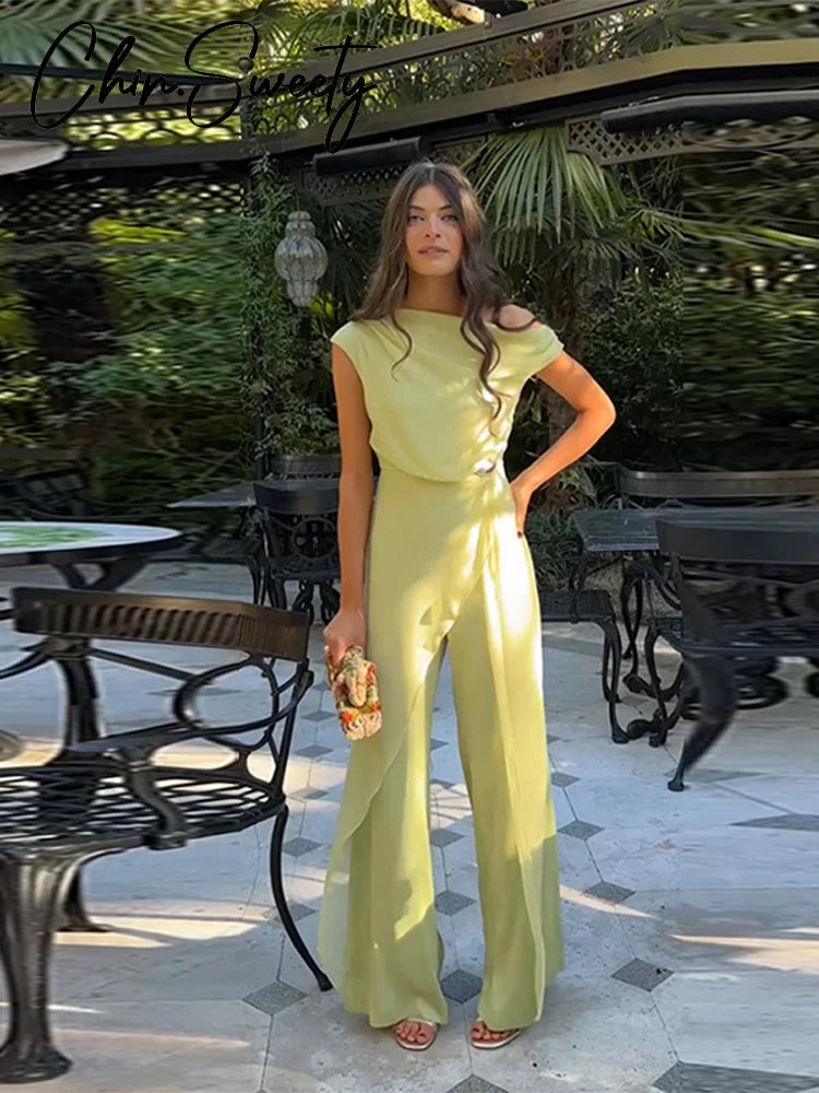 Solid Asymmetrical Women's Jumpsuit Off Shoulder Sleeveless Irregular Lady Jumpsuits 2026 Summer Fashion Female Street wear New