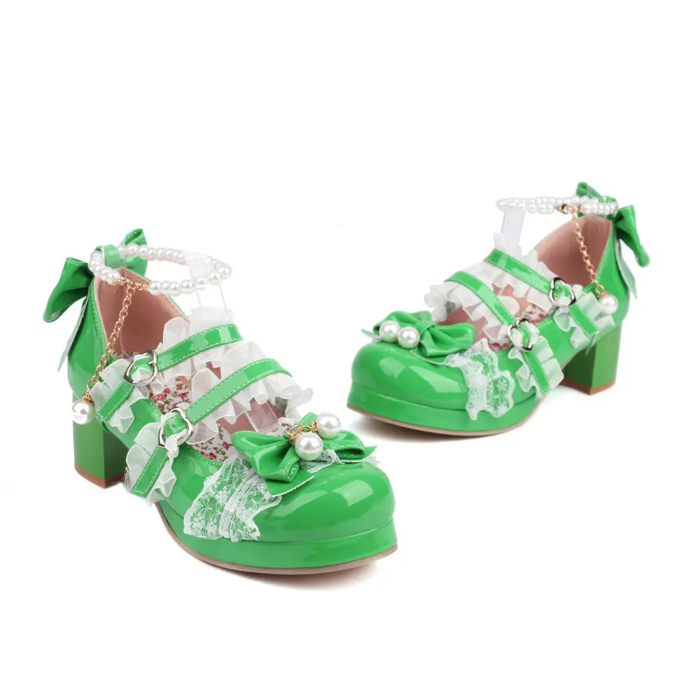 Cross-Strap Bow-Detail Mary Jane Heels