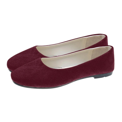 Woman Flats Casual Round Toe Cute Flats Flock Mocasines Ballerina Church Flats Female Suede Elegant Soft Sole Mom Shoes