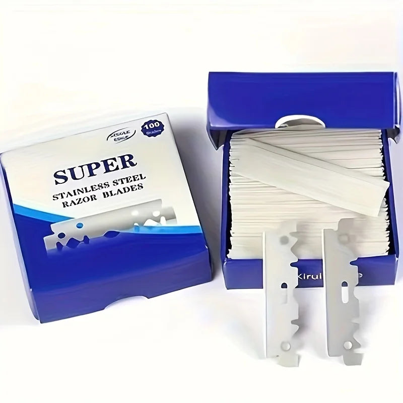 100PCS Single-Sided Razor Blades - Stainless Steel Safety Razors for Men, Barber-Grade Shaving Tools Razor Blade Sharpener
