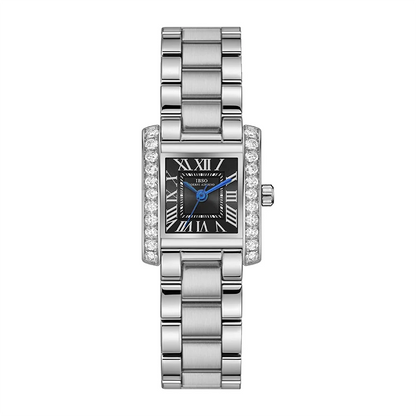Luxury Brand Women Watch Rectangular Dial Pink Waterproof Exquisite Green Hand Clock Female Gift Luxury Ladies Wristwatch Silver