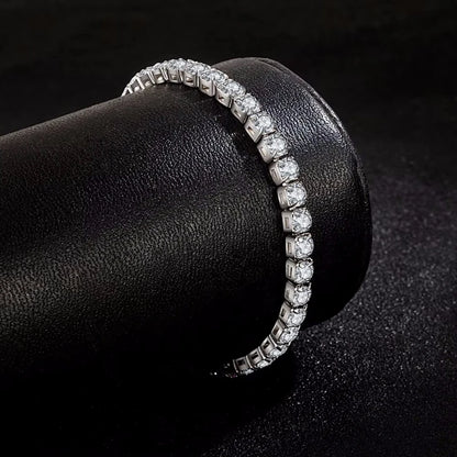 S925 Sterling Silver Bracelet Zirconia Tennis Ball Women Fashion Simple Engagement Wedding Charm Jewelry 4mm 16-20cm