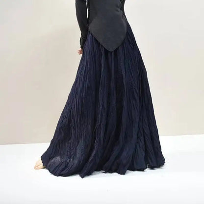 Pleated Long Skirts Women 2026 Spring Summer Fashion Loose Casual Elegant Maxi Skirt