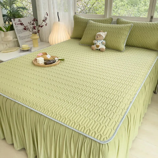 Princess wind ice silk latex mat bed skirt three-piece summer single soft mat bed sheet air conditioner mat machine washable