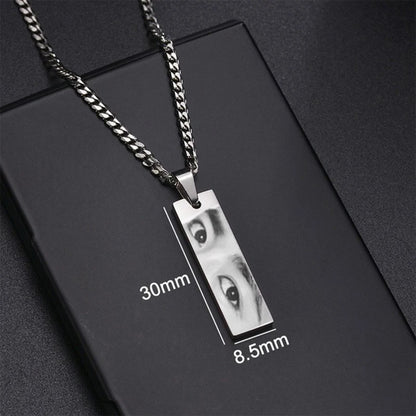 Personalized Eyes Necklace for Men Women Custom Eye Picture Pendant Necklace Engraving Name Necklaces Jewelry Gifts for Him Her