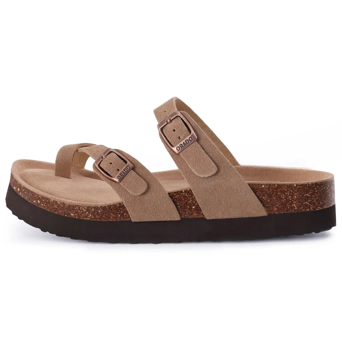 CRACOMIN Platform Suede Sandals for Women With Adjustable Buckle Outdoor Cork Beach Shoes Fashion Thick Sole Women's Slippers