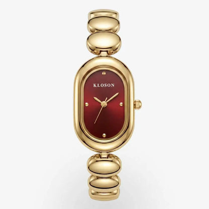 Women's Watches Oval Dial Round Bead Bracelet Fashion Versatile Light Luxury Waterproof Quartz Wristwatch