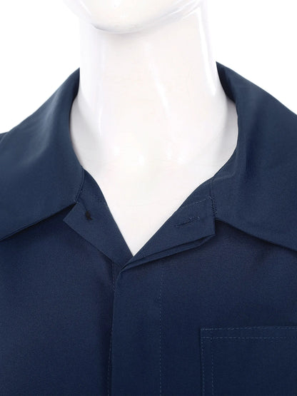 Womens Work Jumpsuit Fashion Button Coverall Casual Turn Down Collar Long Sleeve Romper Overall Elegant Button Front Design