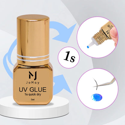 TPO-FREE 5ml UV Eyelash Extension Glue 1S Fast Drying Strong Hold Long Lasting Low Odor Adhesive for Professional Lash Techs