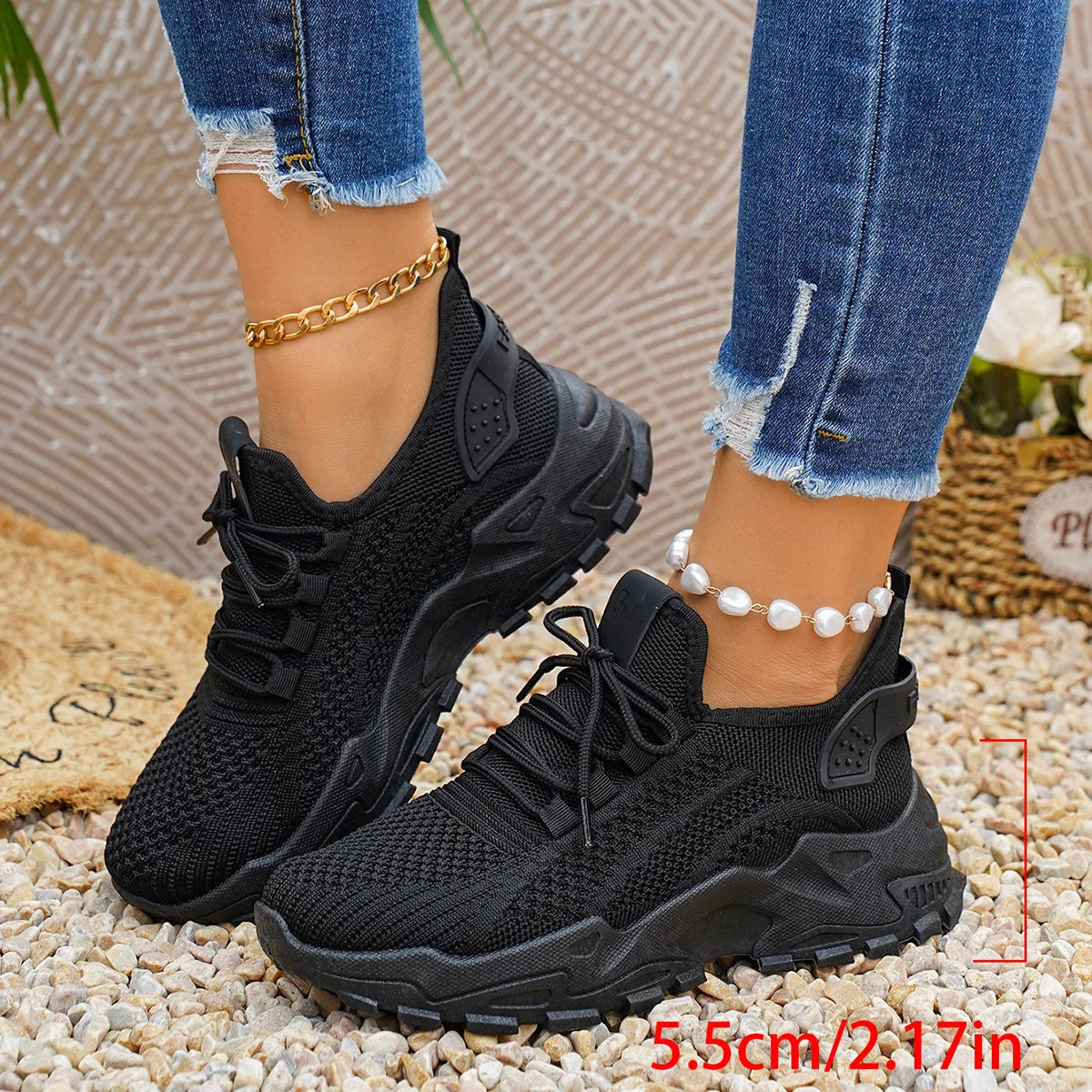Women air cushion sneakers、arch support、non slip outsole、breathable mesh low top shoes