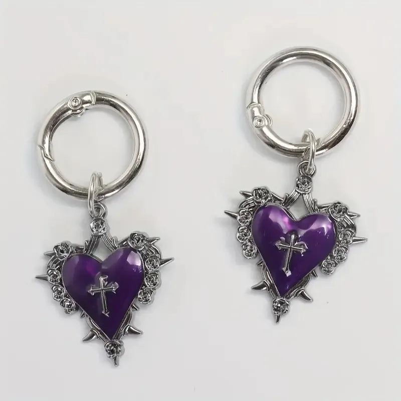 1pair/2pcs Gothic Style Rose Heart Cross Shoe Boot Pendants Suitable for Parties And Daily Wear Personalized DIY Decorations