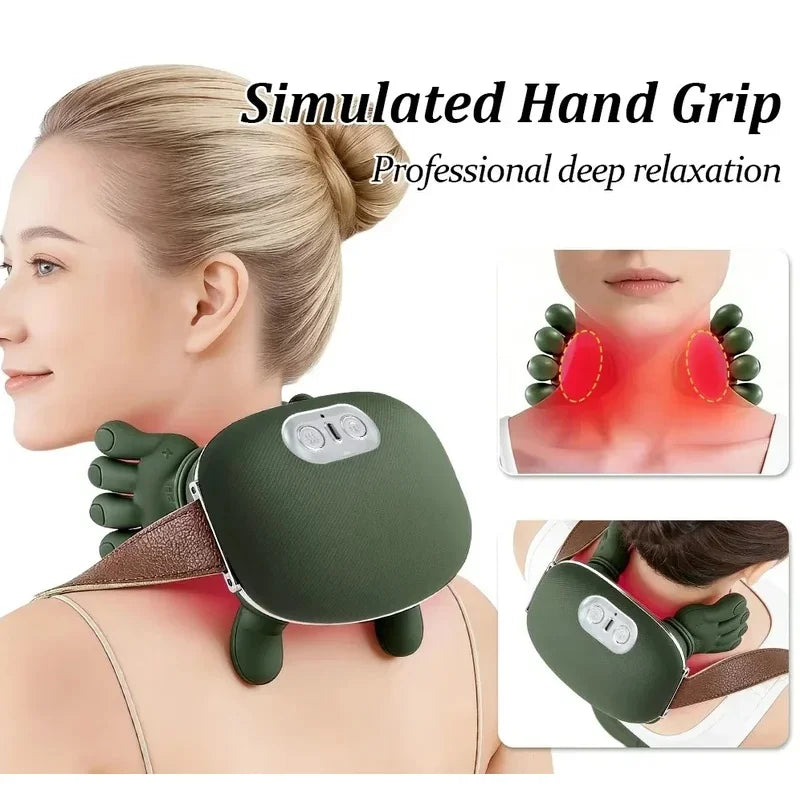 2026 Upgraded Portable Neck Shoulder Massager USB Rechargeable Lithium Battery Powered Deep Tissue Massage Device For Pain Relie