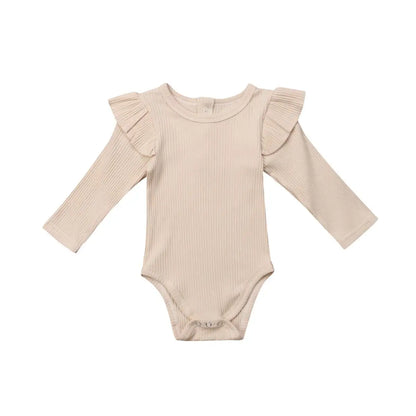 ma&baby 0-24M Spring Fall Newborn Baby Girls Romper Infant Knit Ruffle Jumpsuit Soft Long Sleeve Solid Color  Clothing
