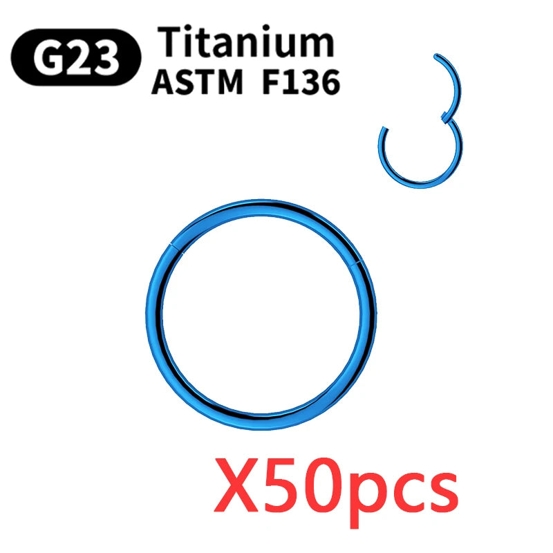 10/50Pcs Wholesale Hoop Earring G23 Titanium Nose Ring For Women Piercing Jewelry Lip Ear Ring Hoop Mixed Color Body Clips Hinge