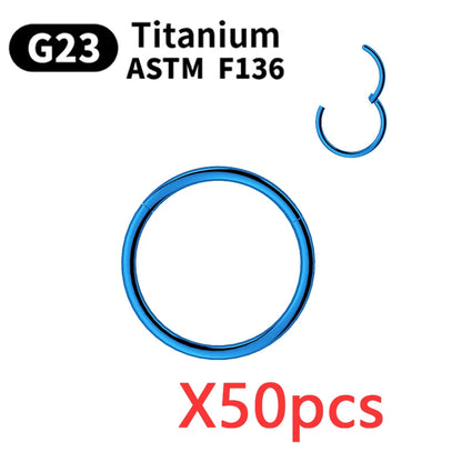 10/50Pcs Wholesale Hoop Earring G23 Titanium Nose Ring For Women Piercing Jewelry Lip Ear Ring Hoop Mixed Color Body Clips Hinge