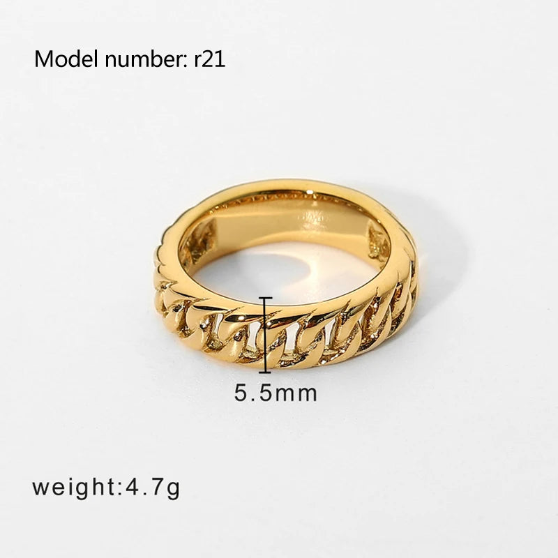 2026 Simple Stainless Steel Rings For Women Gold Color Smooth Geometric Open Rings Arc Rings Diamonds Jewellery Ring Gift