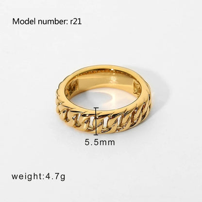 2026 Simple Stainless Steel Rings For Women Gold Color Smooth Geometric Open Rings Arc Rings Diamonds Jewellery Ring Gift