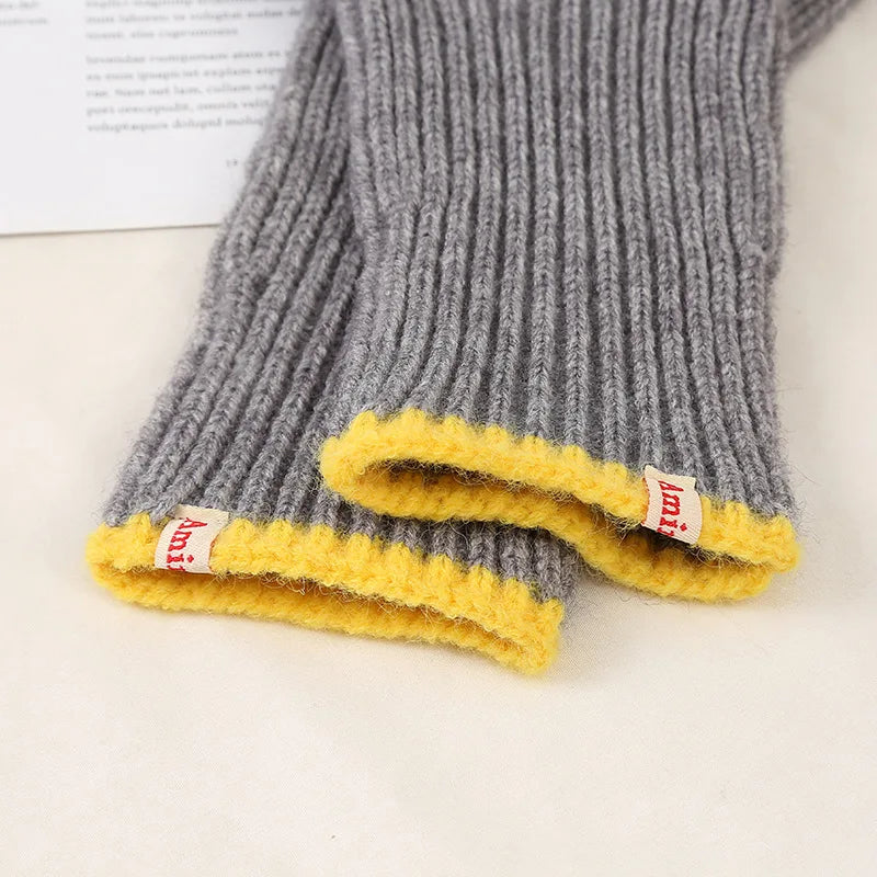 Women Winter Warm Knitted Full Finger Gloves Solid Wool Luxury Rhinestone Girl Fashion Touch Screen Mittens Female Drving