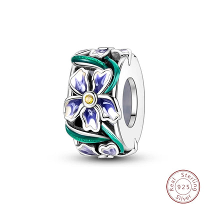 Spring Day 925 Sterling Silver Sunflower Azalea Peony Butterfly Flower Charms Beads Fit 3mm Bracelets DIY Fine Jewelry Making