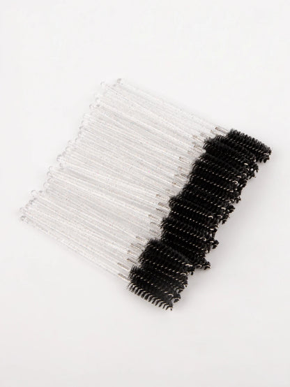 50pcs Disposable Eyelash Brushes Extension Crystal Eyebrow Brush Mascara Wand Eye Lashes Cosmetic Tool Set Makeup Beauty