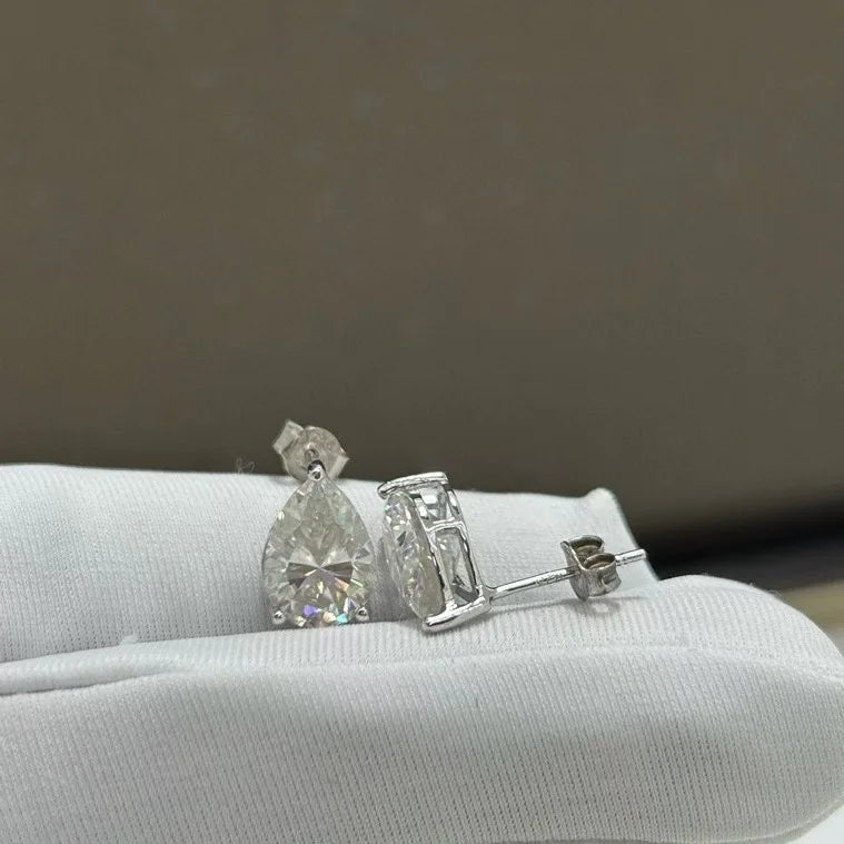 PureNew 0.5-3ct Classic Full Moissanite Earrings For Women S925 Silver Plated 18k Gold D Color VVS1 Women's Moissanite Earrings
